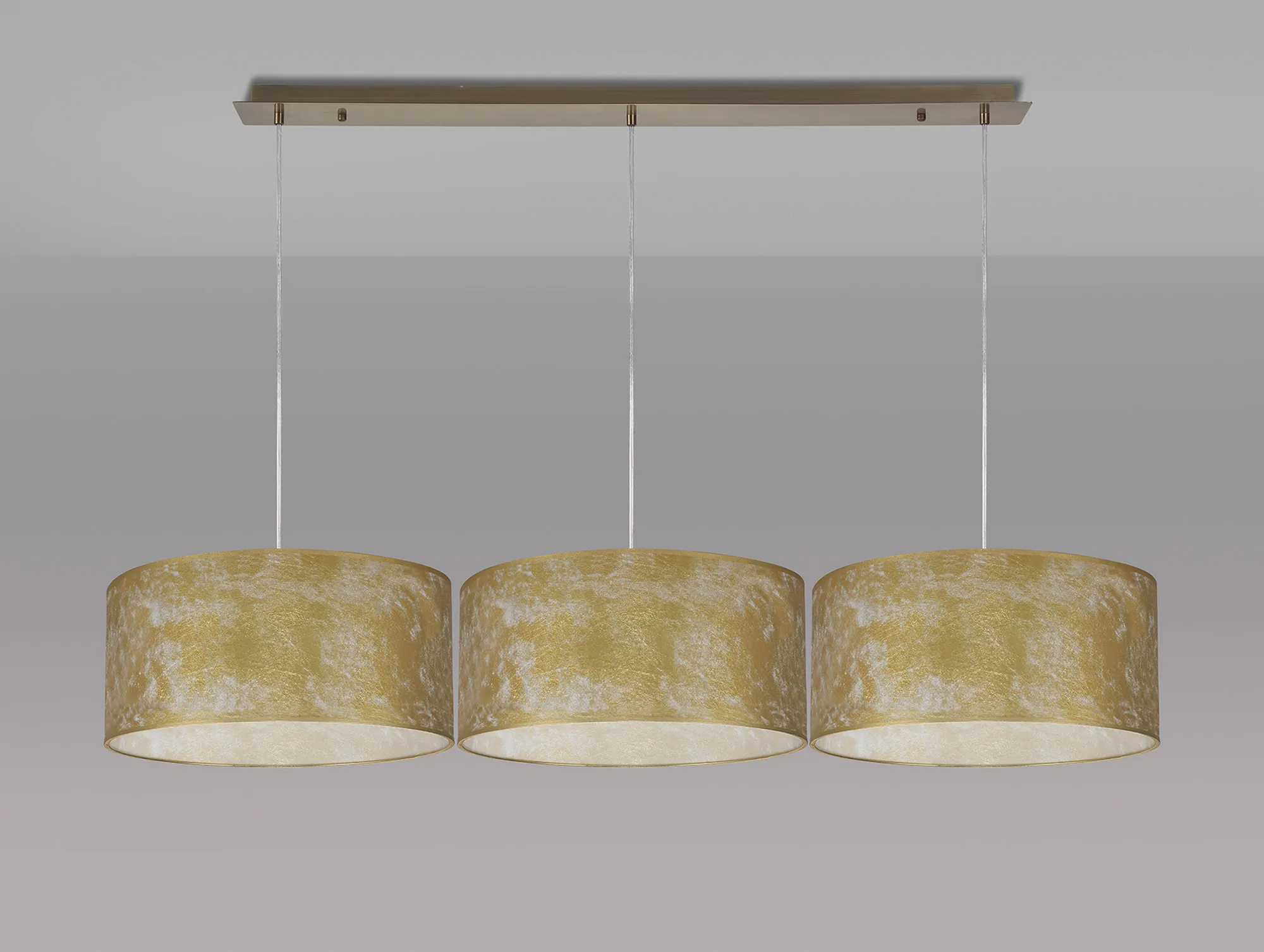 Baymont 40cm Shade 3 Light Pendant Antique Brass, Gold Leaf DK0838  Deco Baymont AB GL